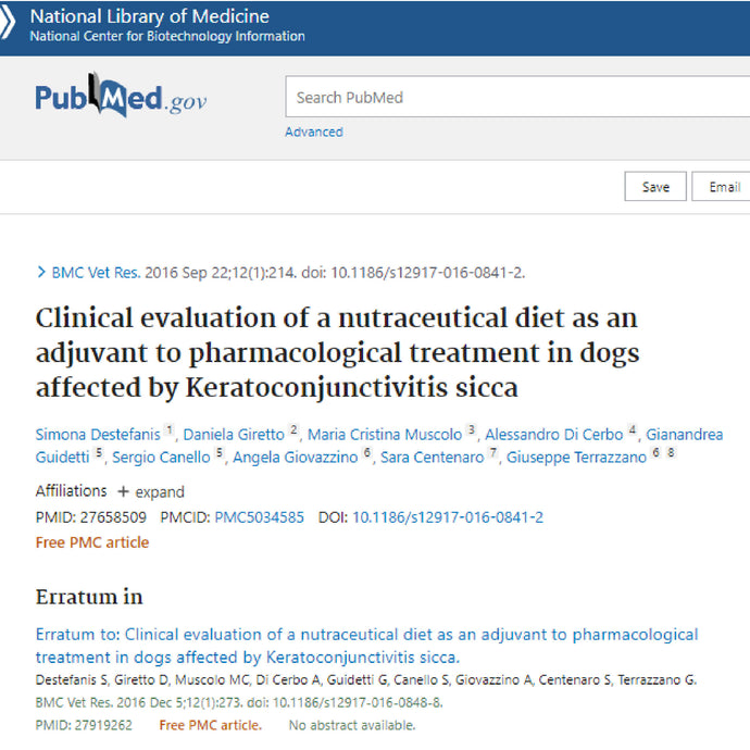 Clinical efficacy of the DEFENSE ACTIVE diet in dogs suffering from keratoconjunctivitis sicca