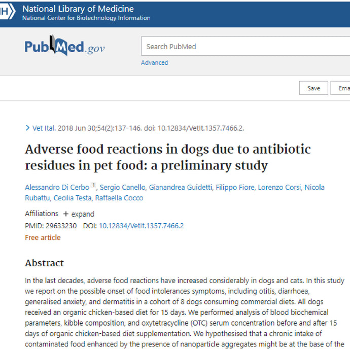 Adverse food reactions due to the presence of antibiotic residues in the dog diet: a preliminary study